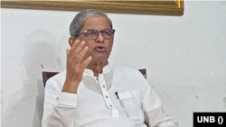 বিএনপি চেয়ারপার্সনের গুলশান কার্যালয়ে এক সংবাদ সম্মেলনে, দলটির মহাসচিব মির্জা ফখরুল ইসলাম আলমগীর। ২৯ জুলাই, ২০২৩। 