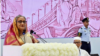 বঙ্গবন্ধু আন্তর্জাতিক সম্মেলন কেন্দ্রে জাতীয় বিশ্ববিদ্যালয়ের অধিভুক্ত কলেজগুলোর অধ্যক্ষ সম্মেলন এবং বৃত্তি প্রদান অনুষ্ঠানে বক্তব্য রাখছেন শেখ হাসিনা। ১৬ জুলাই, ২০২৩। 