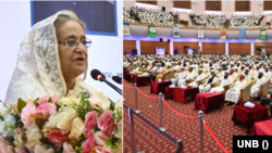 বঙ্গবন্ধু আন্তর্জাতিক সম্মেলন কেন্দ্রে আয়োজিত জাতীয় হিফজুল কুরআন প্রতিযোগিতার পুরস্কার বিতরণী অনুষ্ঠানে বক্তব্য রাখছেন শেখ হাসিনা। ১৩ আগস্ট, ২০২৩। 