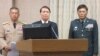 台湾国防部长高广圻(中)等官员在立法院接受质询（美国之音 张永泰拍摄 ）