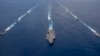 由美国海军“尼米兹”号航母（USS Nimitz）、 “普林斯顿”号（USS Princeton）导弹巡洋舰、“斯特雷特”号（USS Sterett）导弹驱逐舰和“拉尔夫·约翰逊”号
（USS Ralph Johnson）导弹驱逐舰组成的航母打击群与印度军舰2020年7月20日在印度洋举行演习。（美国海军照片）