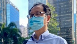 前支联会秘书蔡耀昌因去年维园六四烛光集会，11月1日在区域法院承认“煽动他人参与未经批准集结罪” （美国之音/汤惠芸）