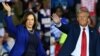 资料照：民主党总统候选人、现任副总统卡玛拉·哈里斯（Kamala Harris 左）与共和党总统候选人、前总统唐纳德·特朗普（Donald Trump）分别在为2024年大选出席竞选集会。