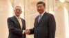  美国防部长马蒂斯与中国国家主席习近平在人民大会堂会面（2018年6月27日）。