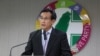 民进党党部发言人郑运鹏就中国大陆逮捕、约谈维权人士及律师表示密切关注（美国之音杨明拍摄） 