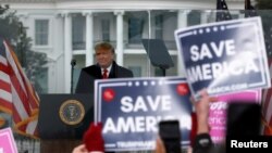 U.S. President Donald Trump holds a rally to contest the certification of the 2020 U.S. presidential election results by the U.S. Congress in Washington, Jan. 6, 2021. 